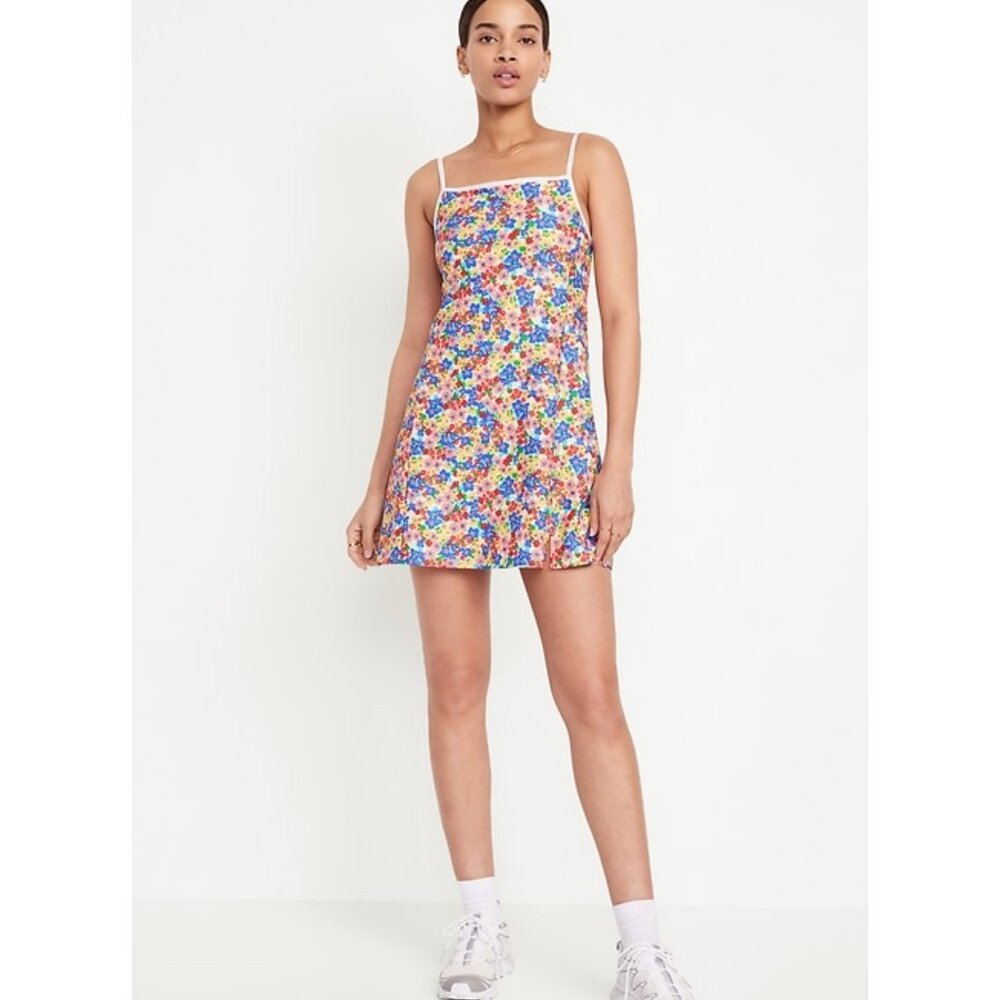 XS Floral PowerSoft Cami Activewear Dress w/ Built-In Shorts
